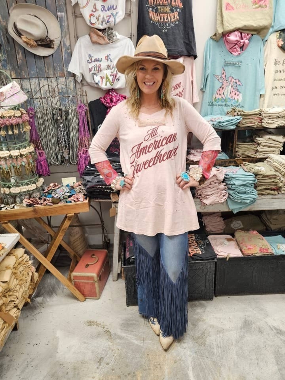 All American Sweetheart Pink Graphic Tunic Top - Women